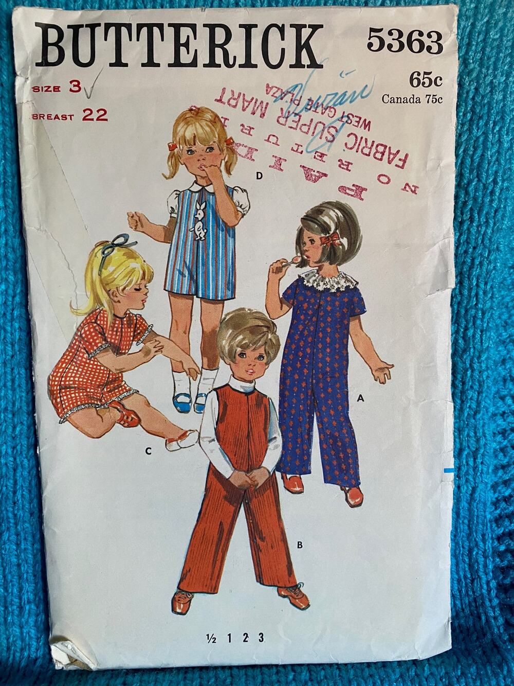 Butterick 5363 pattern toddlers jumpsuit romper sz 3